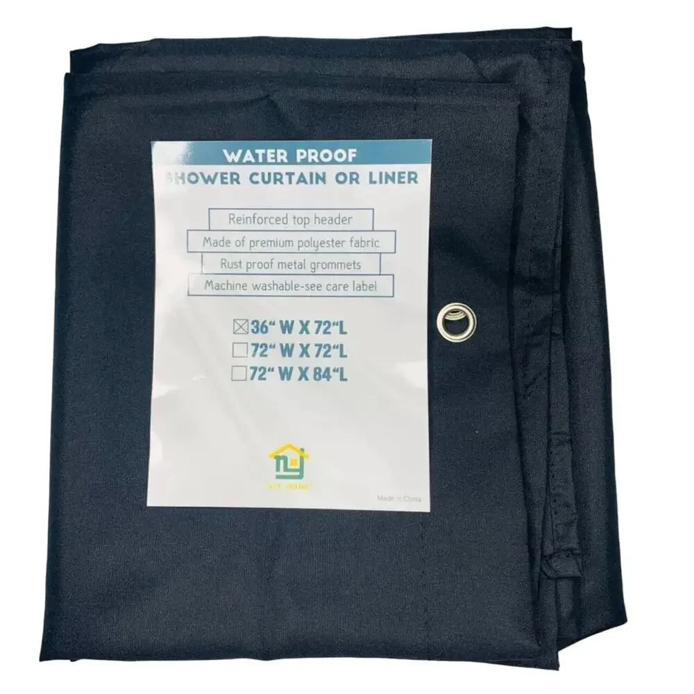 N&Y Home Water Proof Solid Black Shower Curtain or Liner, 36